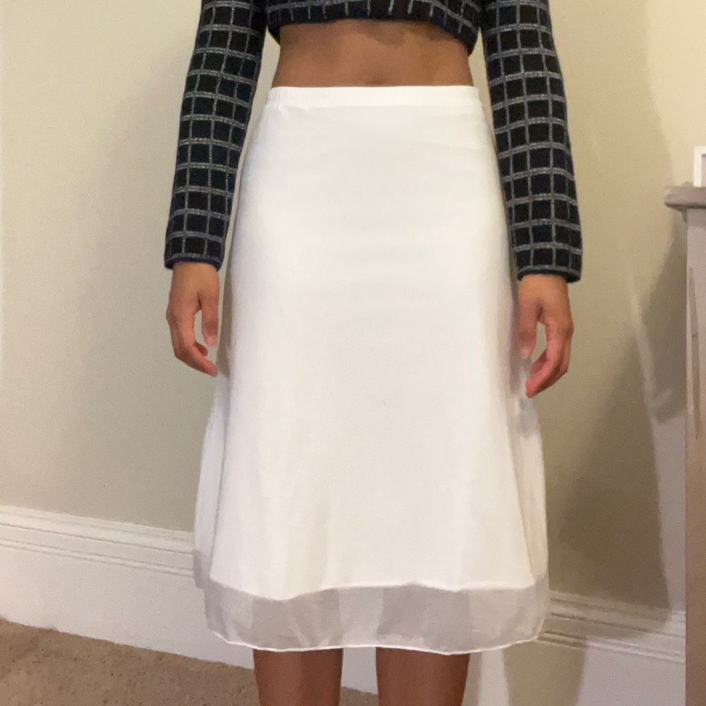 SHEIN High Waist White Lined Mesh A-Line Skirt